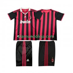 Camisola AC Milan 2009 Retro Criança Equipamento Primeiro 2010 Manga Curta